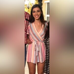 Blue Rain Multicolor Striped Romper